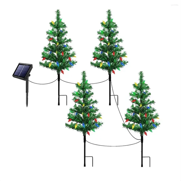 Kaşıklar 4 Pack Solar Küçük Noel Ağacı Işıkları Fener Mini Noel Dış Yol Sundurma Yard Dekorasyonları