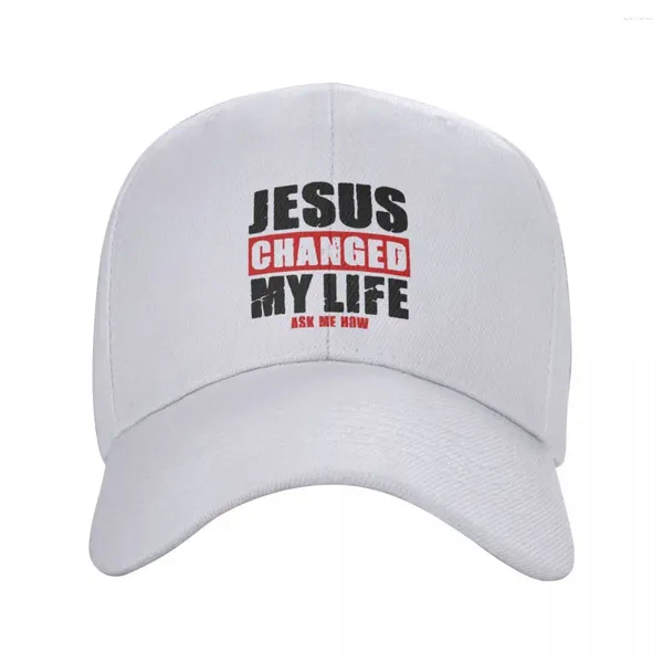 Bola bonés moda Cristo Jesus mudou minha vida boné de beisebol mulheres homens personalizados ajustável unisex pai chapéu ao ar livre