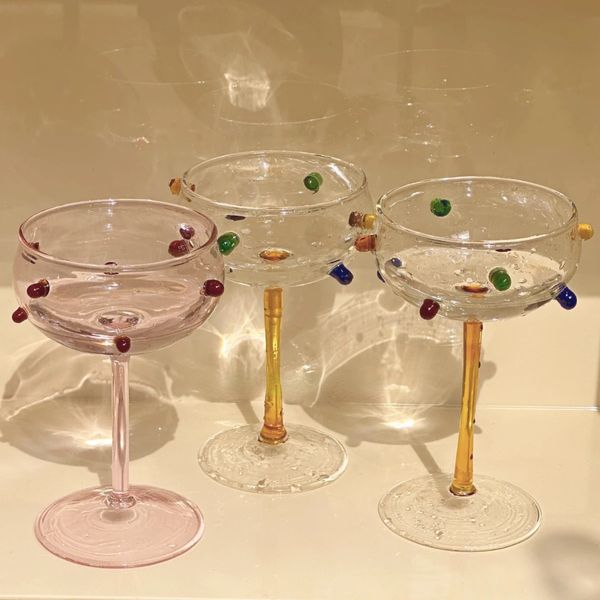 Champagner-Coupé, buntes Kelchglas, funkelnder Edelstein, Cocktail-Champagnerglas, Dessert-Trinkgläser, Bar-Weingläser 240320