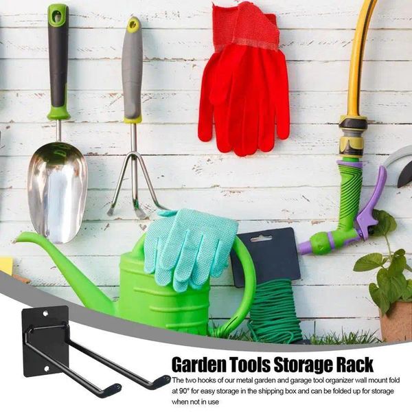 Ganci Garage Organizzatore di attrezzi da giardino Scaffale di stoccaggio per tubo dell'acqua montato a parete Organizzazione resistente per rastrello Pala Forniture domestiche