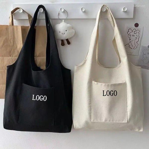 Sacos de compras de alta qualidade impressão personalizada simples reutilizável grande bolsa exterior de algodão lona bolsa de ombro