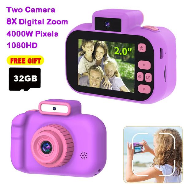 Fotocamera per bambini Micro giocattolo Zoom digitale 8X LED Varietà Filtri Selfie per bambini Video portatile per bambini Due videocamere USB Regali di festa 240319