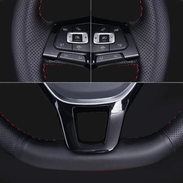 Gnupme fai-da-te in pelle artificiale Coperchio del volante per auto nera per Toyota Land Cruiser Prado 2010-2014 Tundra Tacoma 4Runner