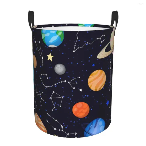 Sacos de lavanderia cesta suja sistema solar espaço planetas universo dobrável roupas balde de armazenamento brinquedo casa organizador à prova dwaterproof água