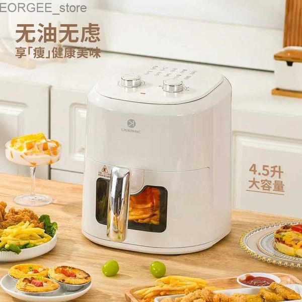 Air Fryers 220 V 1350 W 4,5L Air Fryer Electric Ofen French Fries Machine Nicht-Stick-Beschichtung 30-minütiger Timer 360 Grad Backen für 2-5 Personen Y240402