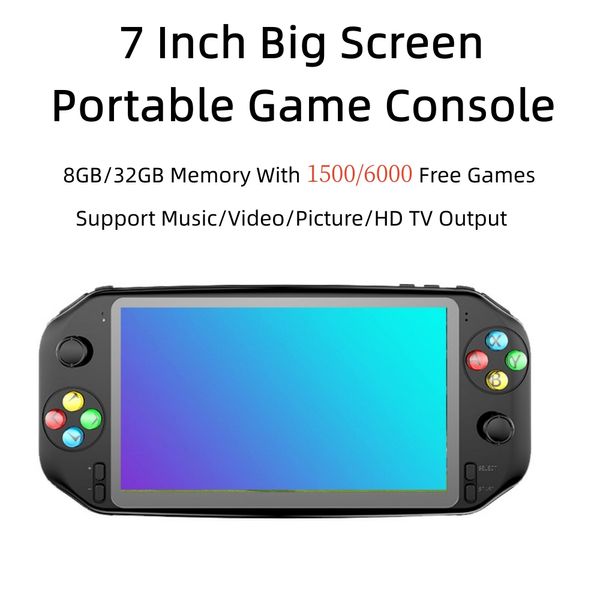 Радужная кнопки RS16 7 -дюймовая экрана портативная игровая консоль 32 ГБ с 6000 бесплатных игр для PS1/MAME/Arcade Gaming Support HD TV Out