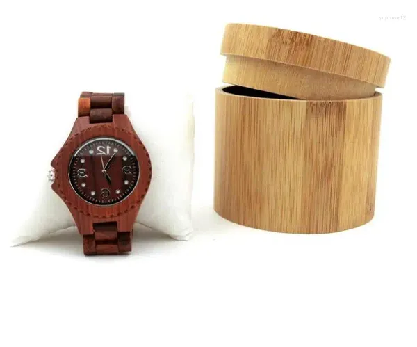 Presente Envoltório Caixa De Bambu Natural Para Relógios Jóias De Madeira Homens Relógio De Pulso Titular Coleção Display Storage Case Atacado
