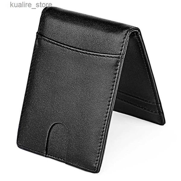 Money Clips Dome Slim-Geldbörse mit RFID-blockierendem Minimum, einfach gefaltete Geldbörse, Herren-Leder-Vordertasche, Kartenhalter L240402