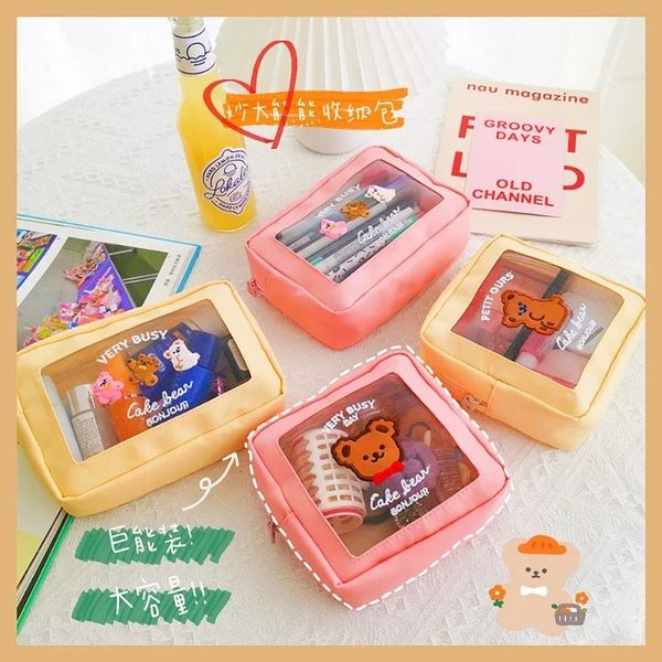 Новый 2024 милый вышивший карандаш Case Girl Bear Bear Purse Pen Pouch Ins Kawaii Сумка для хранения макияжа портативное путешествие организация для милых