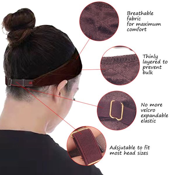 Nunify Flexible Velvet Wig Grip Sconhe com faixa elástica de elástico ajustável Banda de cabeça ajustável Banda de aperto para peruca 1pcs