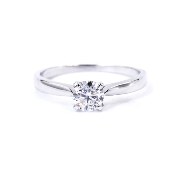 Gemme Tianyu 55mm Solitario Anelli in argento Pietra rotonda Placcato oro 18k Fede nuziale Classica donna Geomstones Regalo 240402