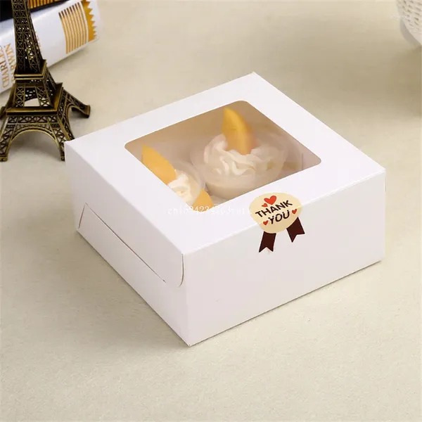 Confezione regalo da 500 pezzi, contiene 4 scatole per cupcake, finestra in PVC con inserto, scatole per torte, muffin, sacchetti per la conservazione, contenitore Kraft