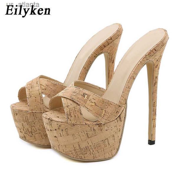 Kleiderschuhe 2024 Neue sexy Super High Heels Frauen Pantoffeln Sandalen Modeplattform Open Toe Party Laufsteg Mules Slide H240403T4EJ