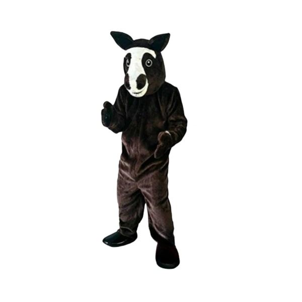 2024 NUOVO Mascotte di cavalli da cavallo marrone scuro Costume Custom School University Sports Sports Abita