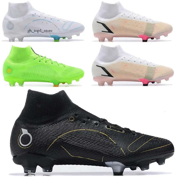 Mercurialmente superfly 8 academia FG/mg Sapatos de futebol sapatos de futebol XIV FG Menino de meninos ao ar livre tênis de pastagem rosa Treinadores esportivos azuis vermelhos