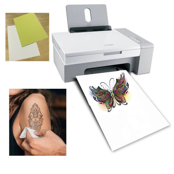 Fotografie A4 Kunst Tattoos Papier DIY wasserdichte temporäre Tattoo Aufkleber Hautpapier Tintenstrahllaserdruckdrucker für Tatoo -Männer Kinder