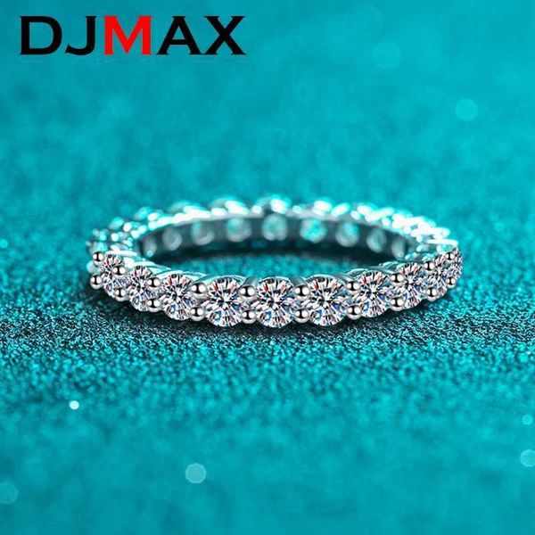 Bandringe Djmax 925 Silber Deluxe 3mm 0,1ct Mosilicon Full Entertainment Womens Diamond Verlobungsring 2.2ct Mosilicon Ehering