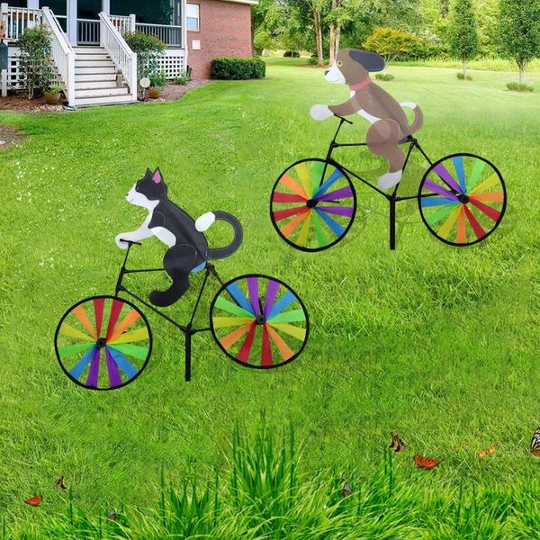 Decorações de jardim Spinners criativos de vento de bicicleta em pé decoração de quintal