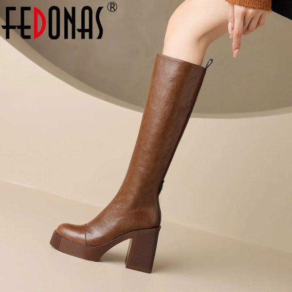 Botas fedonas outono inverno mulheres joelhos botas altas