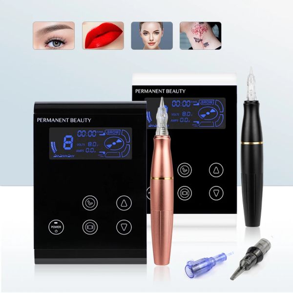 Maschinen BMX Tattoo Hine Set P90 ähnlicher Rotationsstift Permanent Make -up Hine -Gerät mit Patrone für Augenbrauen Lippenrosa Farbe