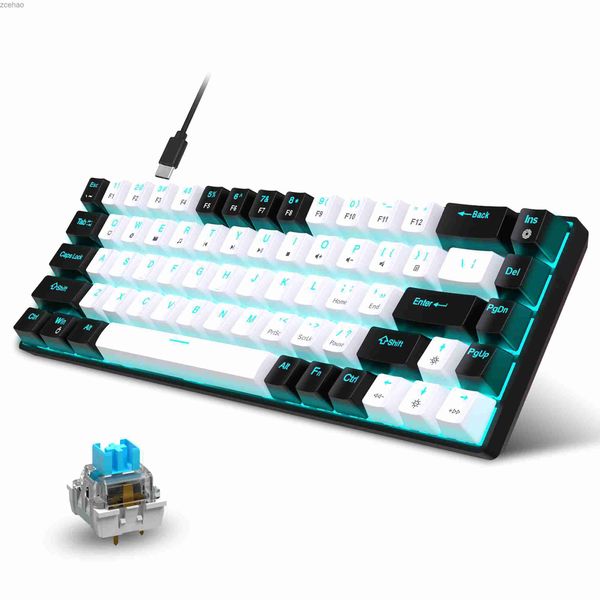 Tastaturen 68 Taste Mechanische Tastatur Ergonomisch gestaltet RGB Backlight LED Thermal Switch Blue Switch Gaming -Tastatur geeignet für PC -Laptop Officel2404