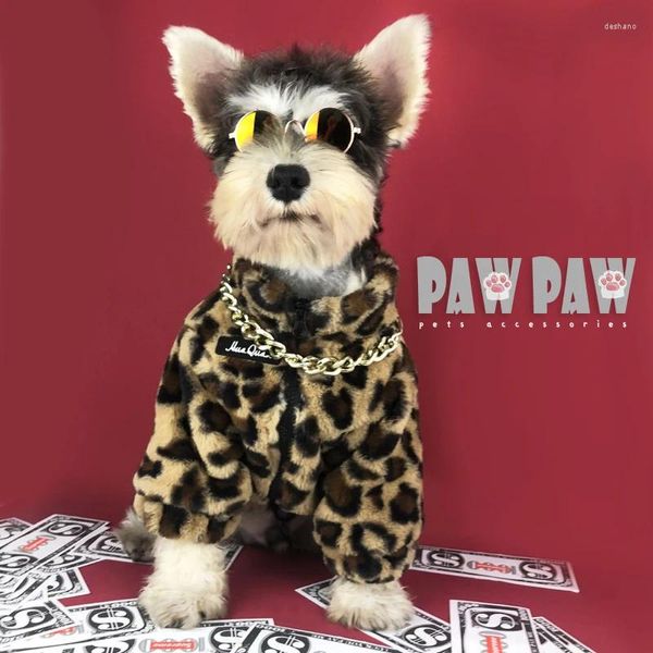 Abbigliamento per cani Giacca pawpaw designer di lusso stampa leopardo vestiti cuccioli morbidi chihuahua schnauzer barboncino bichon west highland pelliccia
