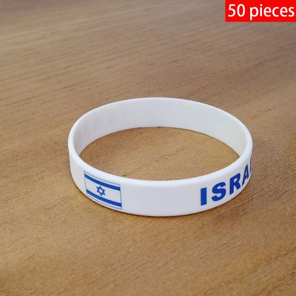 Bracelets 50pcs Israel Bandeira Nacional Pesquisas de Sports Silicone Men Mulheres Mulheres Bandas de borracha Comemorativa de moda Acessório de moda