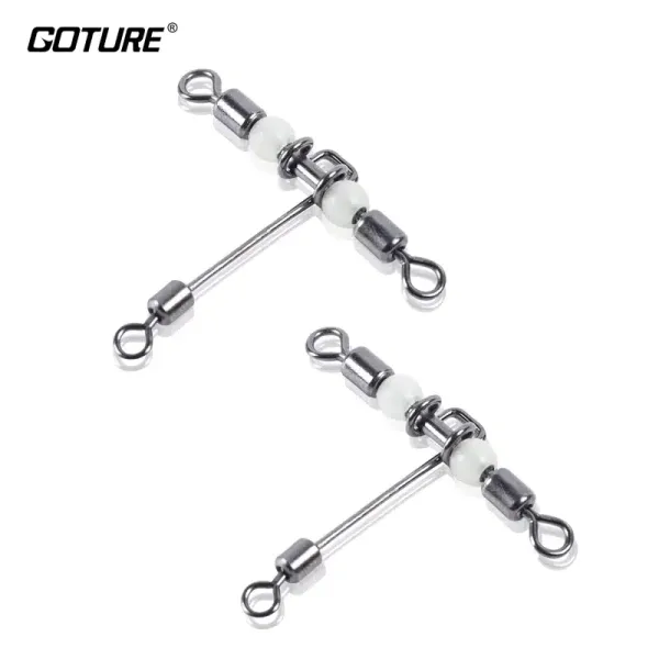 Fishhooks Goture 20pcs set da pesca a botte a tre vie, Tshape Triple Fast Rolling Swivels Connector per acqua dolce d'acqua salata