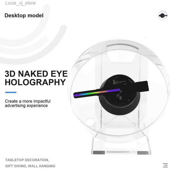 Yenilik Aydınlatma LED Ekran 3D Holografik Reklam Işıkları Sesli Oynatma Şeffaf Kapak Fan Tatil Hediyeleri YQ240403