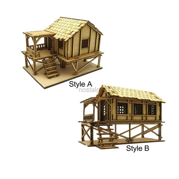 Küchen spielen Lebensmittel 1/72 Holzkabine Hobbyspielzeug Holz 3D Puzzle House Architektur Szene für Accessoire Model Railway Micro Landscape Layout Decor 2443