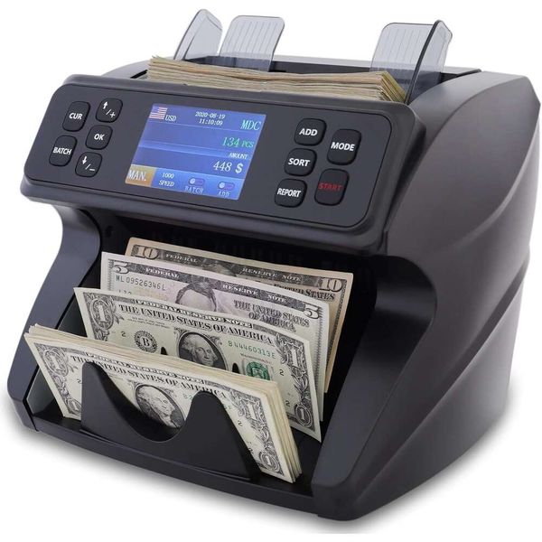 Spark Money Counter Machine DT600 con contatore delle fatture di livello bancario, rilevamento contraffatto e supporto multi -valuta per un accurato conteggio in contanti