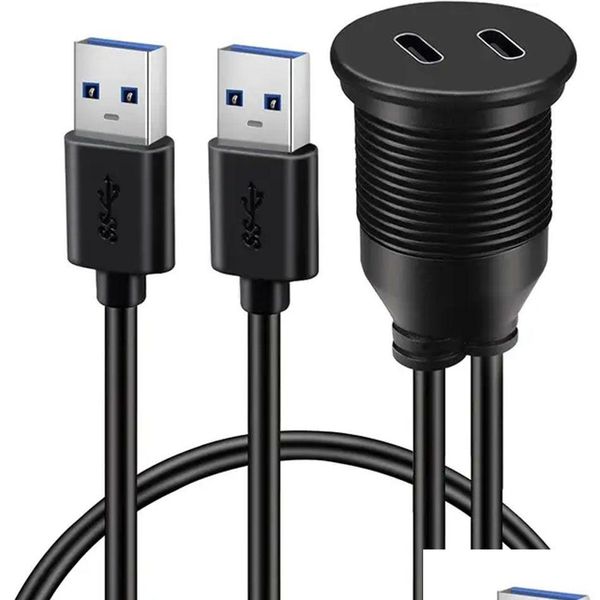 Andere Auto -Elektronik 1M Dual Port USB 3.0 Männlich, um weibliche Autohalterung F wasserdichte Verlängerung für LKW -Motorrad -Armaturenbrett Pa otihu