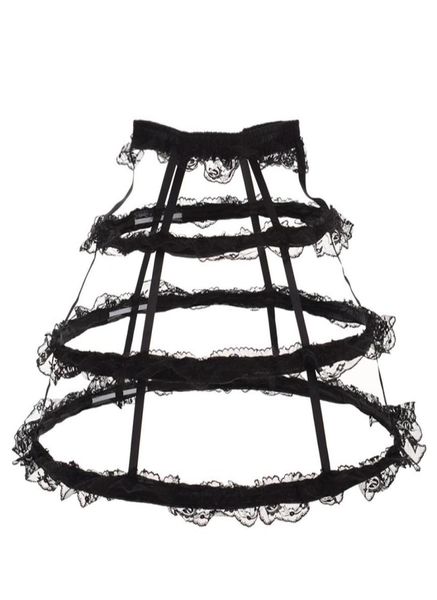 Mulheres babados rendas crinolina gaiola anágua agitação lolita saia pannier underskirt para festa de carnaval whiteblack4736573