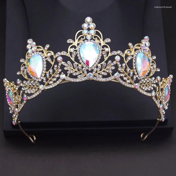 Haarklammern Braut Kopfschmuck Wasserdrop Kristall Hochzeit Kronen Prinzessin Girls Braut -Tiaras Grün lila Prom -Schmuckzubehör Accessoires