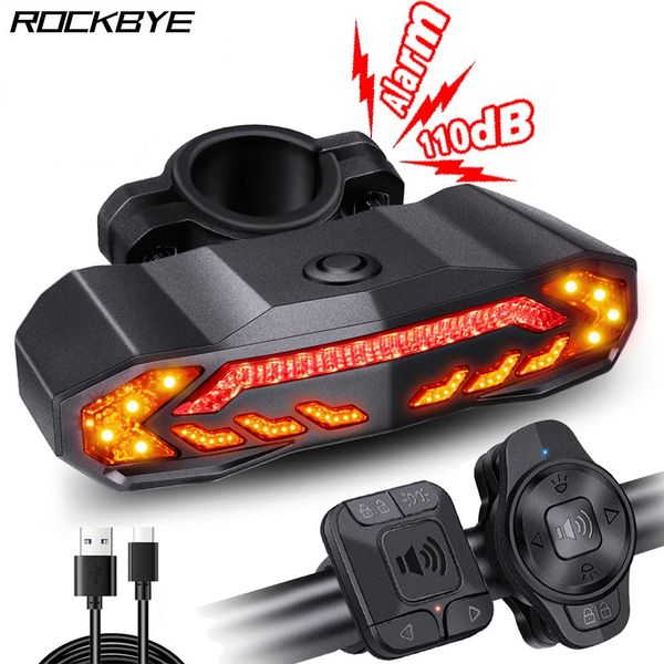 Rockbye Biciclette Luce posteriore allarme impermeabile impermeabile Scooter Bike Torn Segnale di avvertimento Light Auto Brake Light 240322