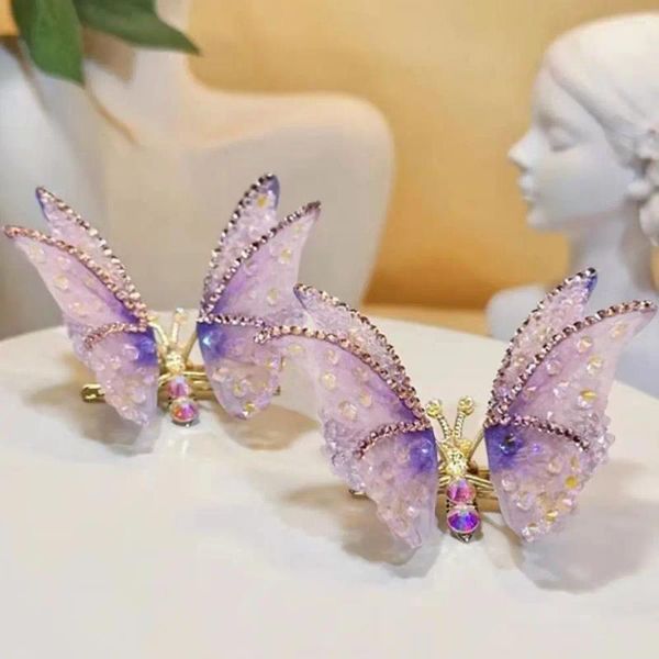 Accessori per capelli bambini fata a farfalla mobile per farfalla per bambini strass per bambini clip in stile antico principessa baby