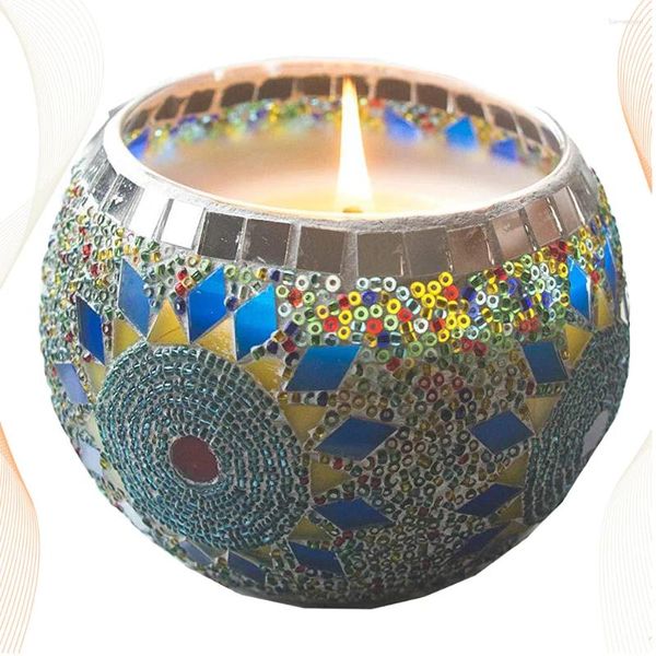 Candele Candele centrotavola in stile Mosaico Tea Light Candele Manuale Motivalo di girasole Tenendo supporto in vetro fatto a mano Porta di candelabri