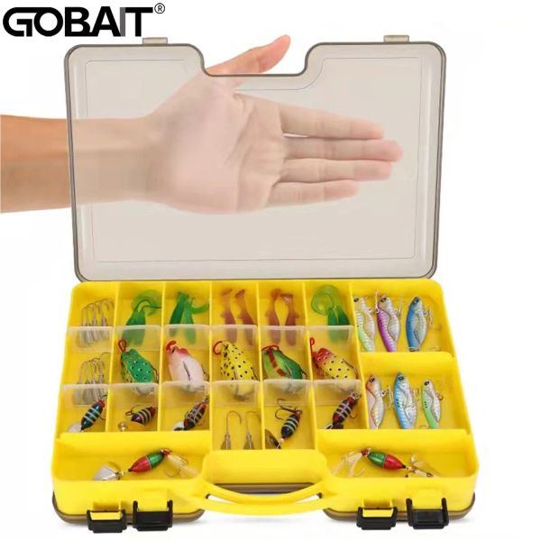 Caixas Baffle Fishing Tackle Boxes Double Bait Bait Contêiner portátil Armazenamento portátil Multi Compartamentos Big Gear Caixa Caixa de ferramentas Caixa de ferramentas