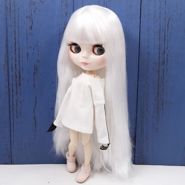 Icy DBS Blyth Doll Series No280bl136 Cabelo liso branco com franja Face branca Corpo da junta 16 BJD 240403