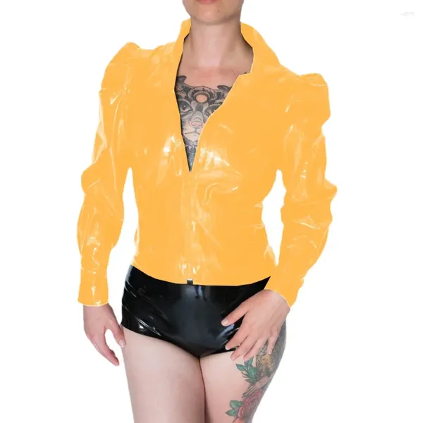 Женские куртки одежда Puff Puft Stand Stand рубашка воротничка мокрый пвк