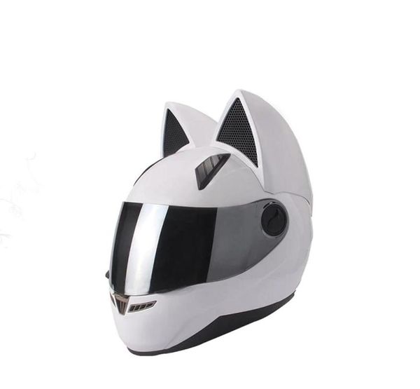 Capacete de motocicleta NITRINOS rosto cheio com orelhas de gato preto branco rosa amarelo multicolor fashion6119222