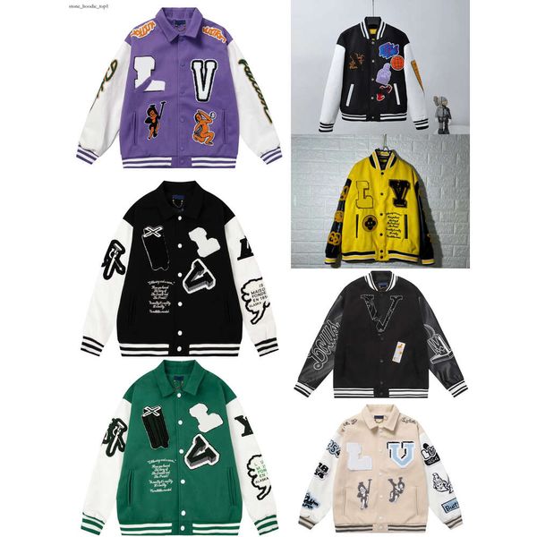 Louies Vution Designer Männer Jacke Baseballmantel Uniform trendy warme Louies Jacke Sport Windbreaker Freizeit Reißverschluss Vution Schichten Männer Frauen Jacken Kleidung 9110