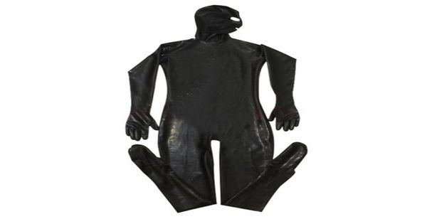 Collant erótico gay masculino sexy fetiche látex boate catsuit trajes pvc prisioneiro cosplay corpo terno de couro preto jumpsuit2643883