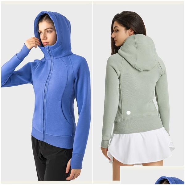 Yoga kıyafeti ll-dj028 marka kadın egzersiz fitness giyim hoodies spor giyim dış ceketleri açık giyim gündelik adt çalışma uzun sleev ot6nz