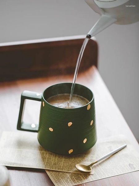 Кружки японские ретро -ретро -творческое изящное грубое керамическое молоко молоко кофе завтрак чашки послеобеденного чая изысканный офис дом