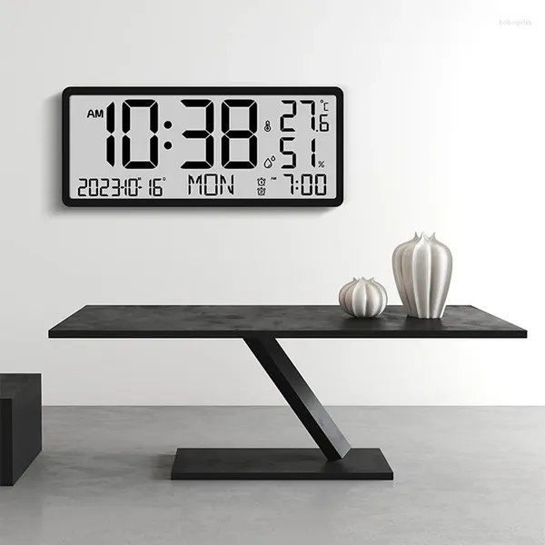 Relógios de parede relógio digital tela grande LCD Quarto A alarme eletrônico Tabela eletrônica temperatura e umidade Display Display