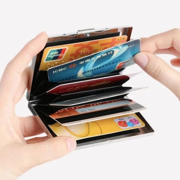 2024 1PC -Kartenhalter Männer RFID Blockieren Aluminium Metall Slim Wallet Geldbag Anti -Scan -Kreditkartenhalter Dünne Gehäuse kleine männliche Geldbörsen - für -