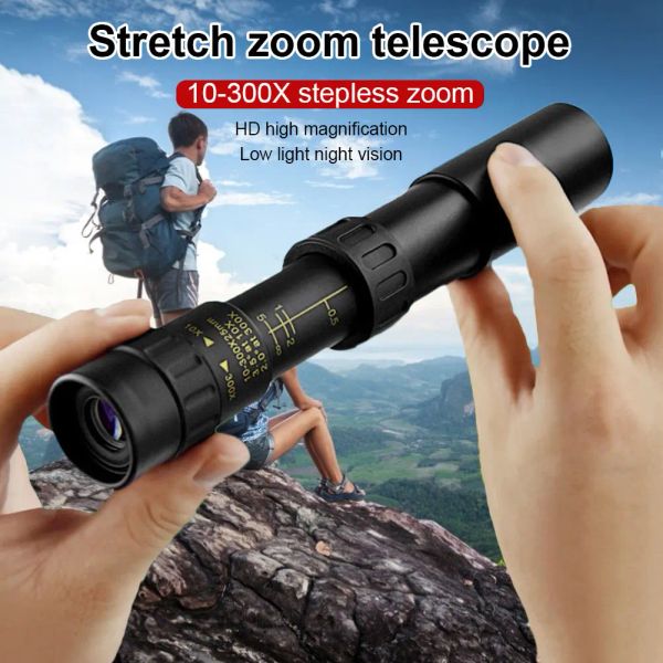 OPTICS 10300X40 HD Telescópio portátil Binóculos poderosos de longo alcance Monocular Profissional Spyglass Low Night Vision for Hunting