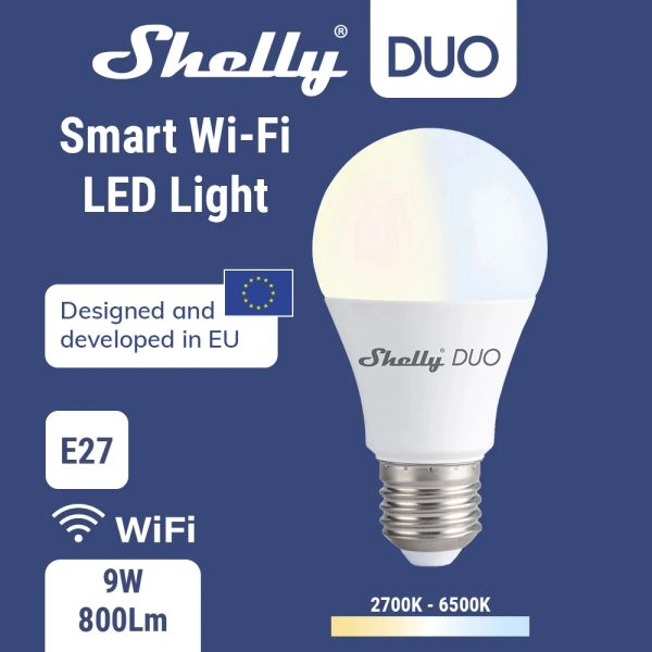 Control Shelly Duo RGBW/White 9W WiFi Smart Light Bulb LED Work with Alexa/Google Home 220240V FUNZIONE DI TIMER DIMMABILE FUNZIONE MAGICA BULB