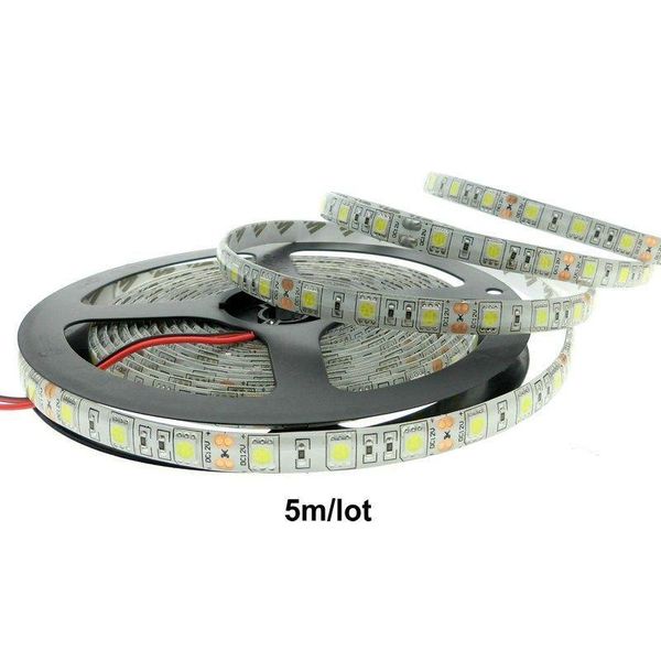 LED -Streifen 5 Meter Streifen hell warm weiß 5m 5050 SMD Super hell mit hoher Kraft -Wasserdichte flexibler 300 blau kühle rote Drop -Lieferung Li DHT1V